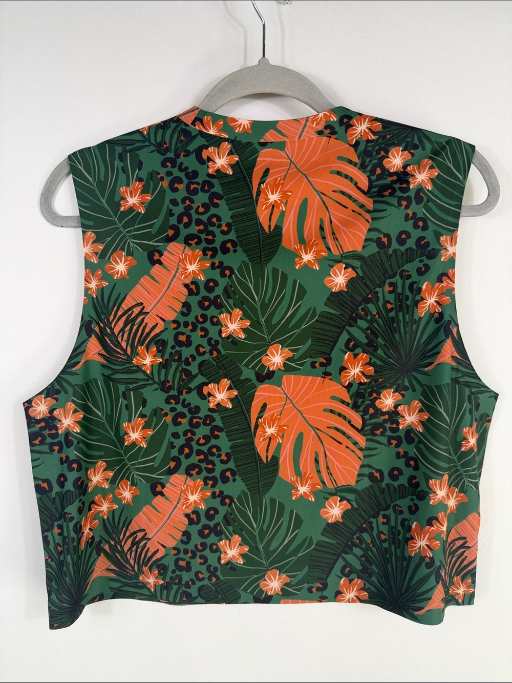Shredly Tropical Green & Orange Floral Cycling Tank. Womens Size M. Elastic trim - Picture 4 of 4